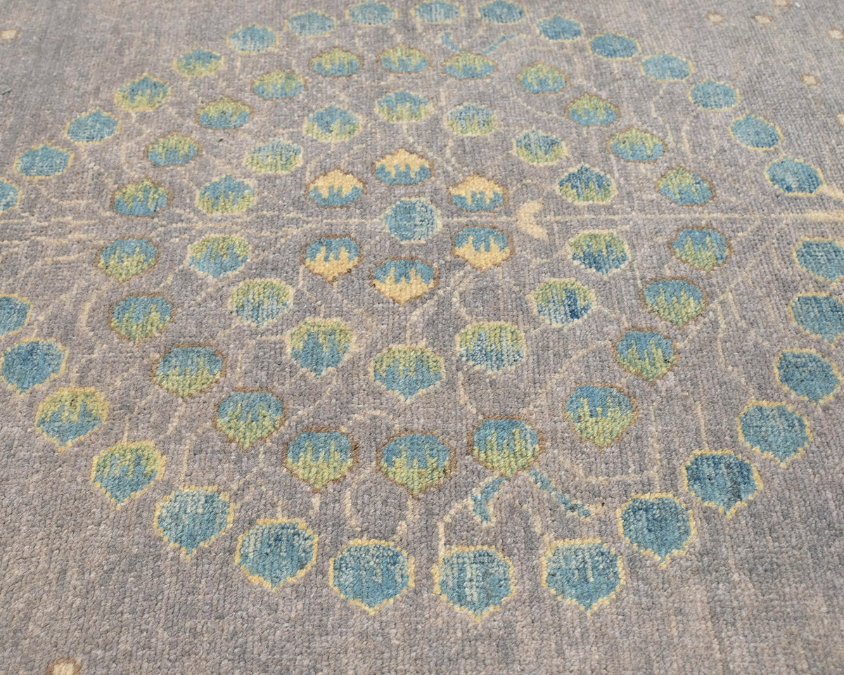 3x4 Gray Kuba Afghan Hand Knotted Wool Area Rug