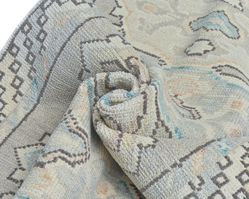13 Ft Gray Oushak Turkish Hand Knotted Traditional Soft Wool Runner Rug