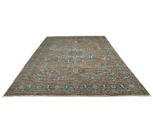 9x12 Zeigler Brown Afghan Hand Knotted Wool Area Rug