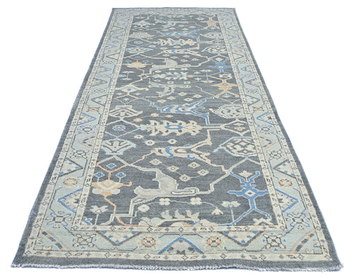 4x10 Ft gray Oushak Turkish Hand Knotted Traditional Runner Rug