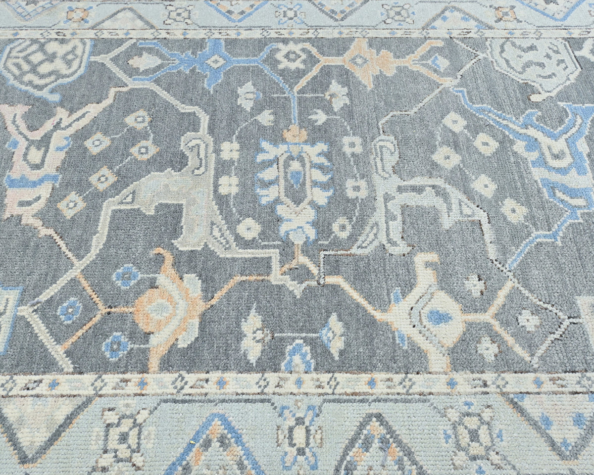 4x10 Ft gray Oushak Turkish Hand Knotted Traditional Runner Rug