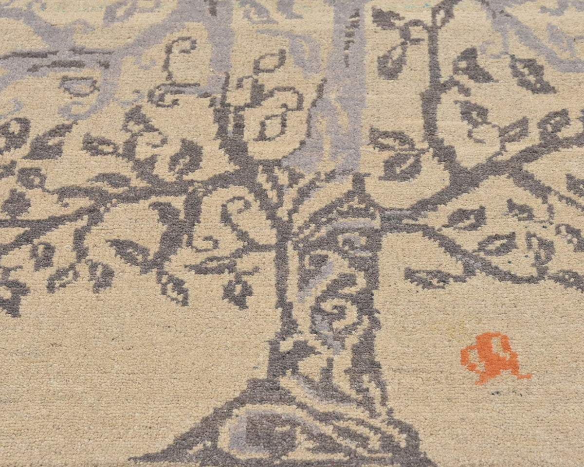 3x4 Beige Kuba Afghan Hand Knotted Wool Area Rug