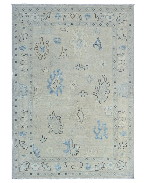 4x6 Taupe Gray Oushak Turkish Hand Knotted Traditional Soft Wool Area Rug