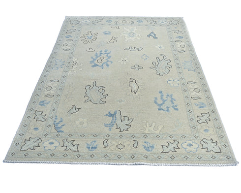 4x6 Taupe Gray Oushak Turkish Hand Knotted Traditional Soft Wool Area Rug