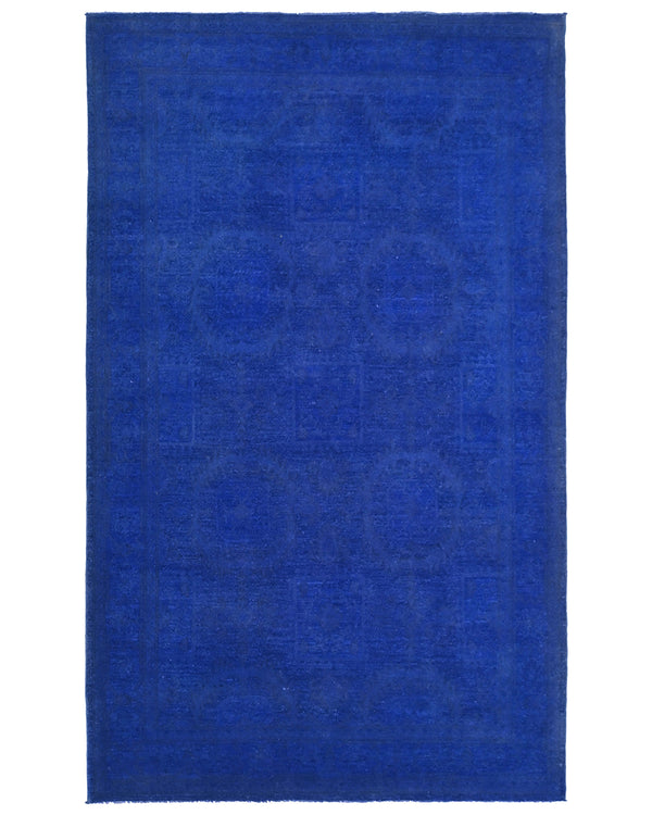 6x9 Ft Blue Chobi Over Dye Afghan Hand Knotted Traditional Wool Area Rug