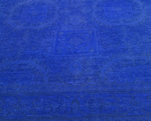 6x9 Ft Blue Chobi Over Dye Afghan Hand Knotted Traditional Wool Area Rug