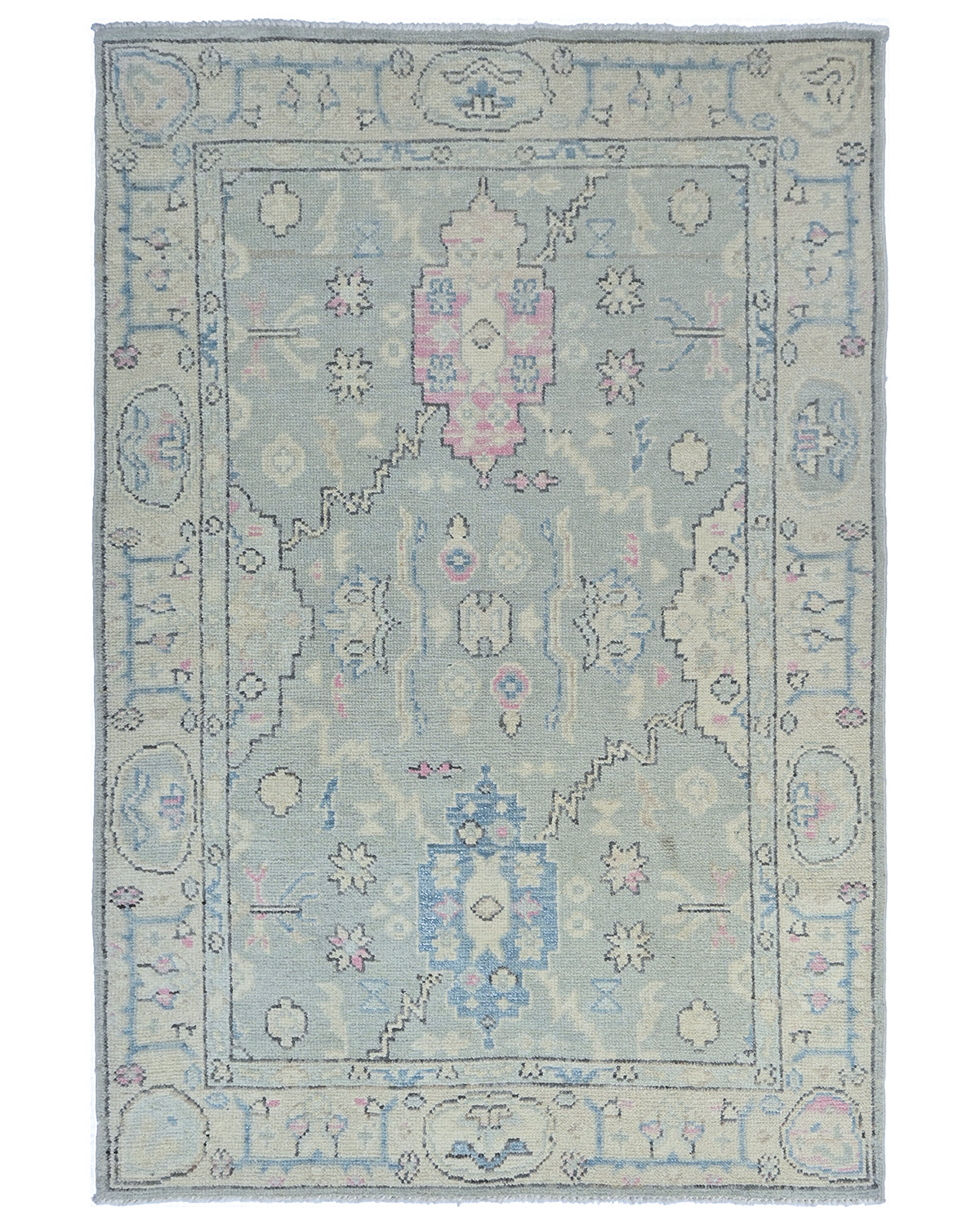 4x6 Ft Gray Oushak Turkish Handmade Traditional Soft Wool Area Rug