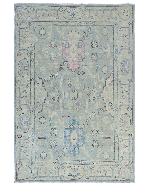 4x6 Ft Gray Oushak Turkish Handmade Traditional Soft Wool Area Rug