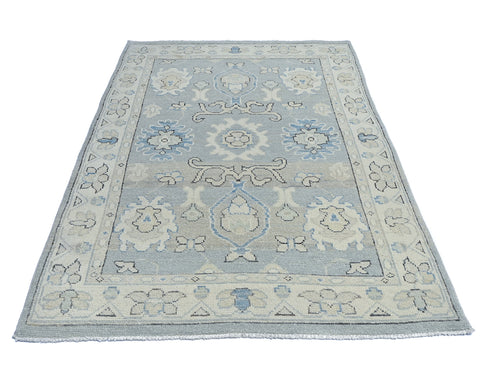 Silver Gray 4x6 Oushak Turkish Hand Knotted Floral Oriental Soft Wool Area Rug