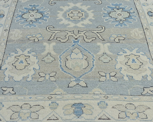 Silver Gray 4x6 Oushak Turkish Hand Knotted Floral Oriental Soft Wool Area Rug