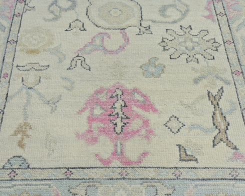 Alfombra tradicional turca Oushak de lana teñida con vegetales, anudada a mano, color beige, de 90 x 150 cm
