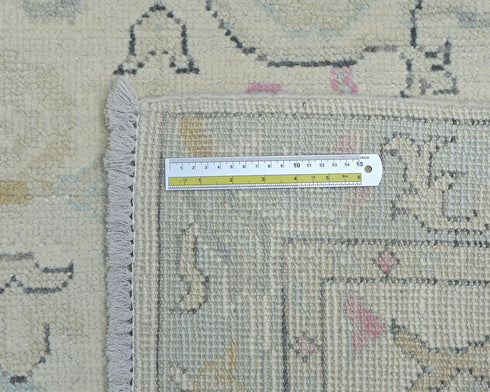 Alfombra tradicional turca Oushak de lana teñida con vegetales, anudada a mano, color beige, de 90 x 150 cm