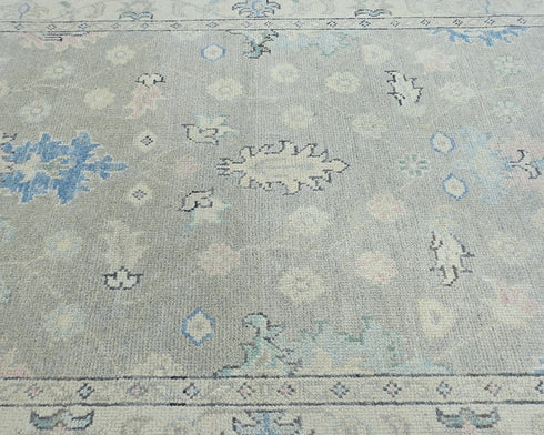 4x6 Floral Gray Oushak Turkish Handmade Traditional Veg Dye Wool Area Rug