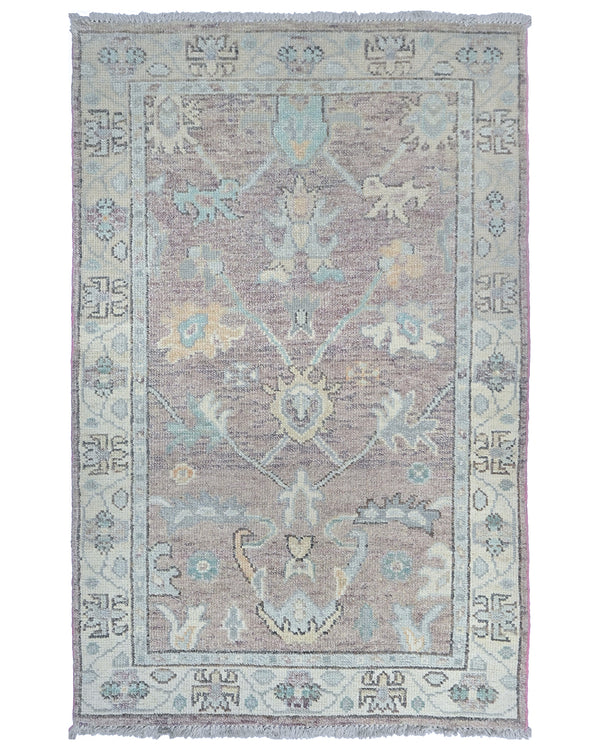 3x5 Ft Brown Oushak Turkish Hand Knotted Traditional Soft Wool Area Rug