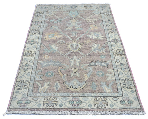 3x5 Ft Brown Oushak Turkish Hand Knotted Traditional Soft Wool Area Rug