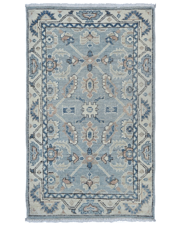 3x5 Oushak Gray Turkish Hand Knotted Traditional Natural Dye Wool Area Rug