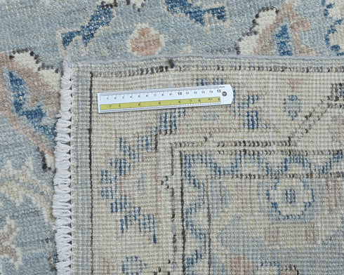 Alfombra tradicional turca de lana teñida con tinte natural, anudada a mano, color gris Oushak, 3x5