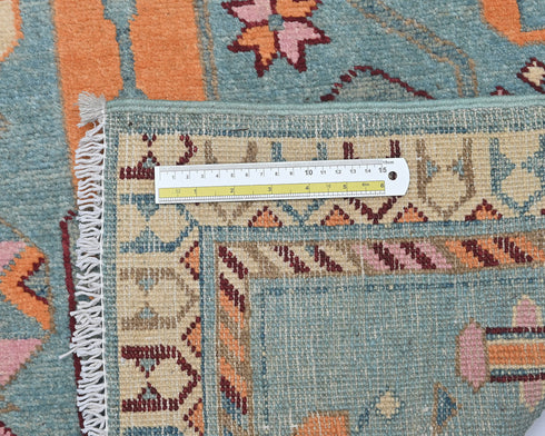 Alfombra afgana Kuba de lana azul de 3x4 anudada a mano