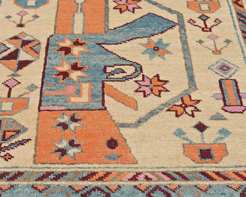 Alfombra afgana Kuba beige de lana anudada a mano de 3x4