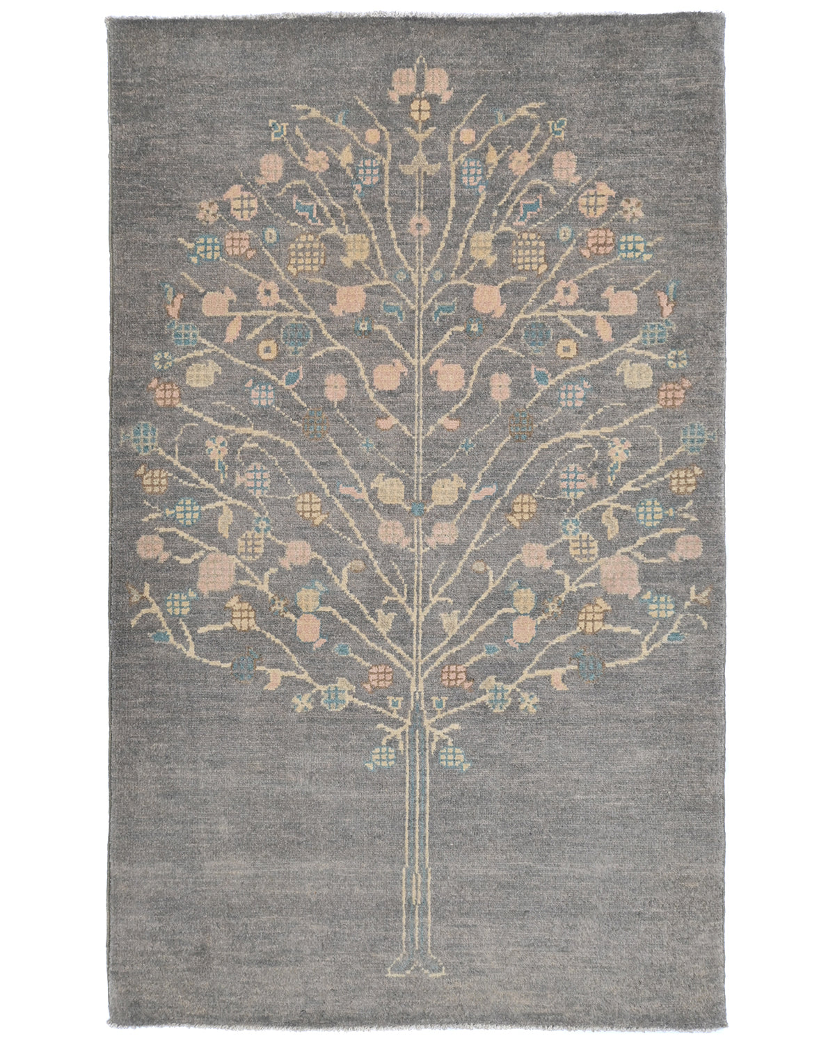 3x5 Gray Kuba Afghan Hand Knotted Wool Area Rug