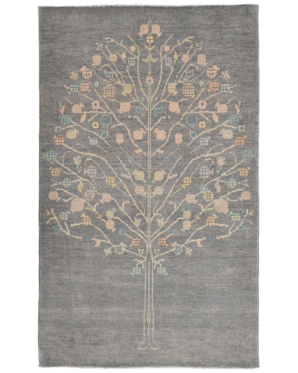 3x5 Gray Kuba Afghan Hand Knotted Wool Area Rug