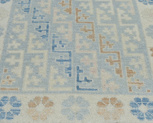 Alfombra turca de lana teñida con tinte vegetal, hecha a mano, con diseño geométrico, color gris Oushak, de 3 x 5 pulgadas