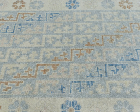 Alfombra turca de lana teñida con tinte vegetal, hecha a mano, con diseño geométrico, color gris Oushak, de 3 x 5 pulgadas