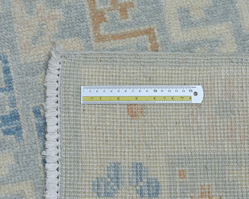 Alfombra turca de lana teñida con tinte vegetal, hecha a mano, con diseño geométrico, color gris Oushak, de 3 x 5 pulgadas