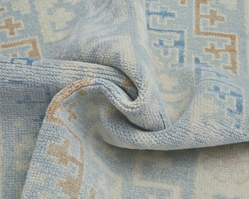 Alfombra turca de lana teñida con tinte vegetal, hecha a mano, con diseño geométrico, color gris Oushak, de 3 x 5 pulgadas