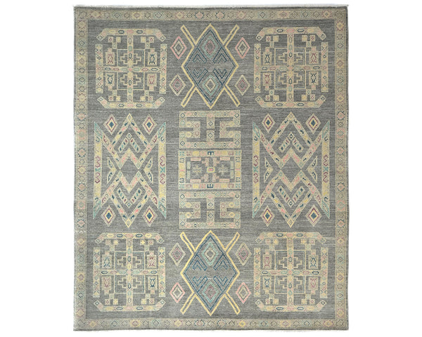 9x12 Zeigler Gray Afghan Hand Knotted Wool Area Rug