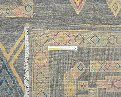 9x12 Zeigler Gray Afghan Hand Knotted Wool Area Rug