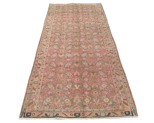 10 Ft Vintage Brown Persian Style Hand Knotted Low Pile Wool Runner Rug