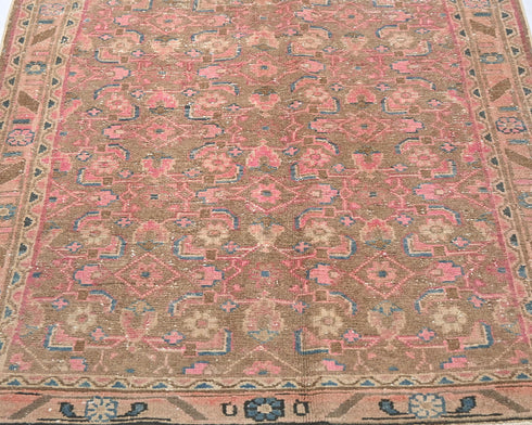 10 Ft Vintage Brown Persian Style Hand Knotted Low Pile Wool Runner Rug