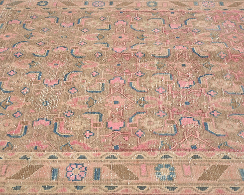 10 Ft Vintage Brown Persian Style Hand Knotted Low Pile Wool Runner Rug