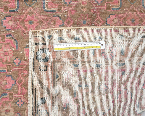 10 Ft Vintage Brown Persian Style Hand Knotted Low Pile Wool Runner Rug