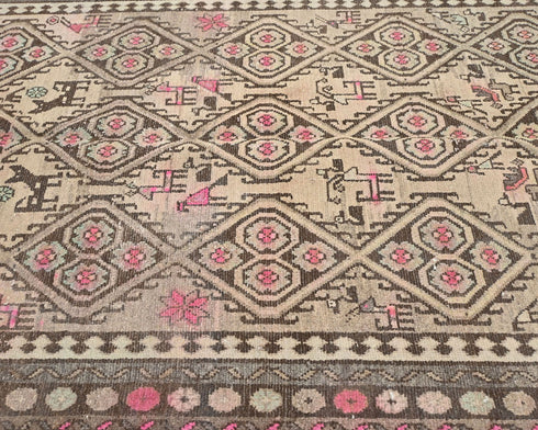 10 Ft Vintage Brown Persian Style Hand Knotted Low Pile Wool Runner Rug