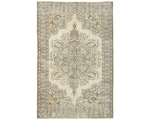 6x9 Vintage Brown Persian Style Hand Knotted Distressed Low Pile Wool Area Rug