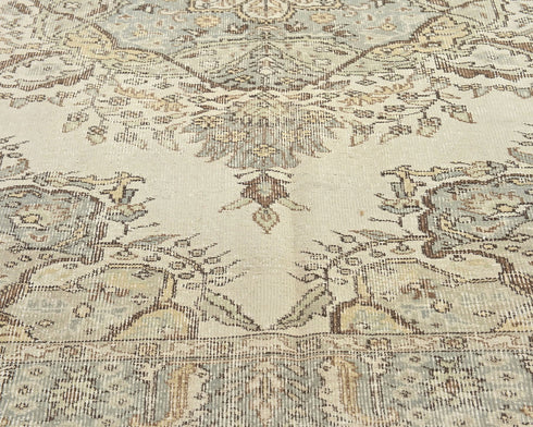 6x9 Vintage Brown Persian Style Hand Knotted Distressed Low Pile Wool Area Rug