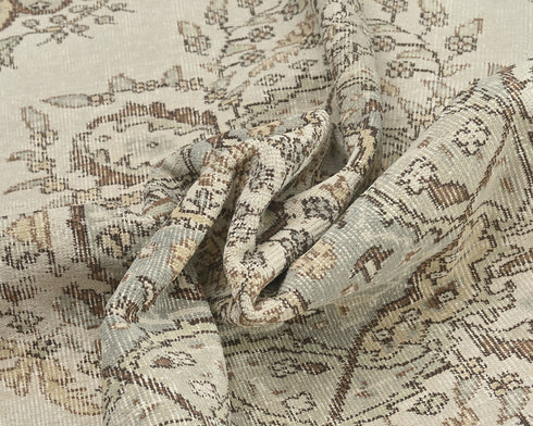 6x9 Vintage Brown Persian Style Hand Knotted Distressed Low Pile Wool Area Rug