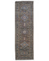 9 Ft Brown Gray Kazak Afghan Hand Knotted Geometric Wool Runner Rug