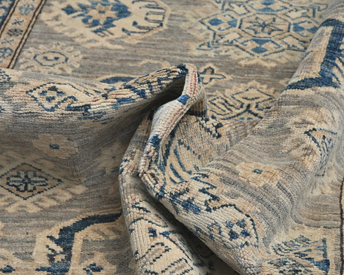 4x6 Kazak Gray Blue Afghan Hand Knotted Traditional Wool Area Rug