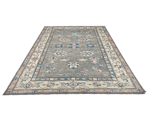 6x8 Kazak Gray Afghan Hand Knotted Traditional Wool Area Rug