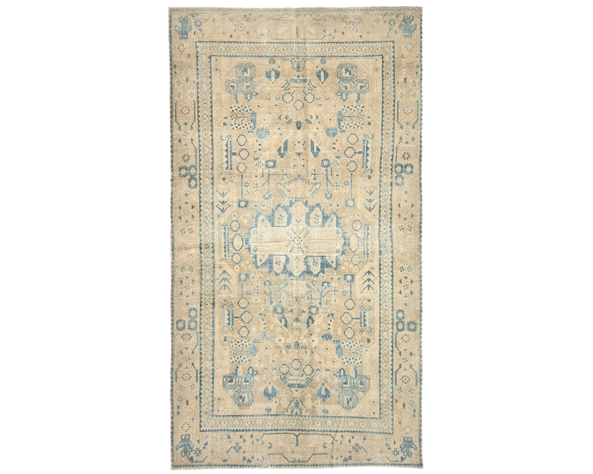 5x9 Vintage Brown Persian Style Hand Knotted Low Pile Wool Area Rug