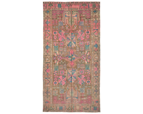 5x11 Vintage Brown Persian Style Hand Knotted Low Pile Wool Runner Rug