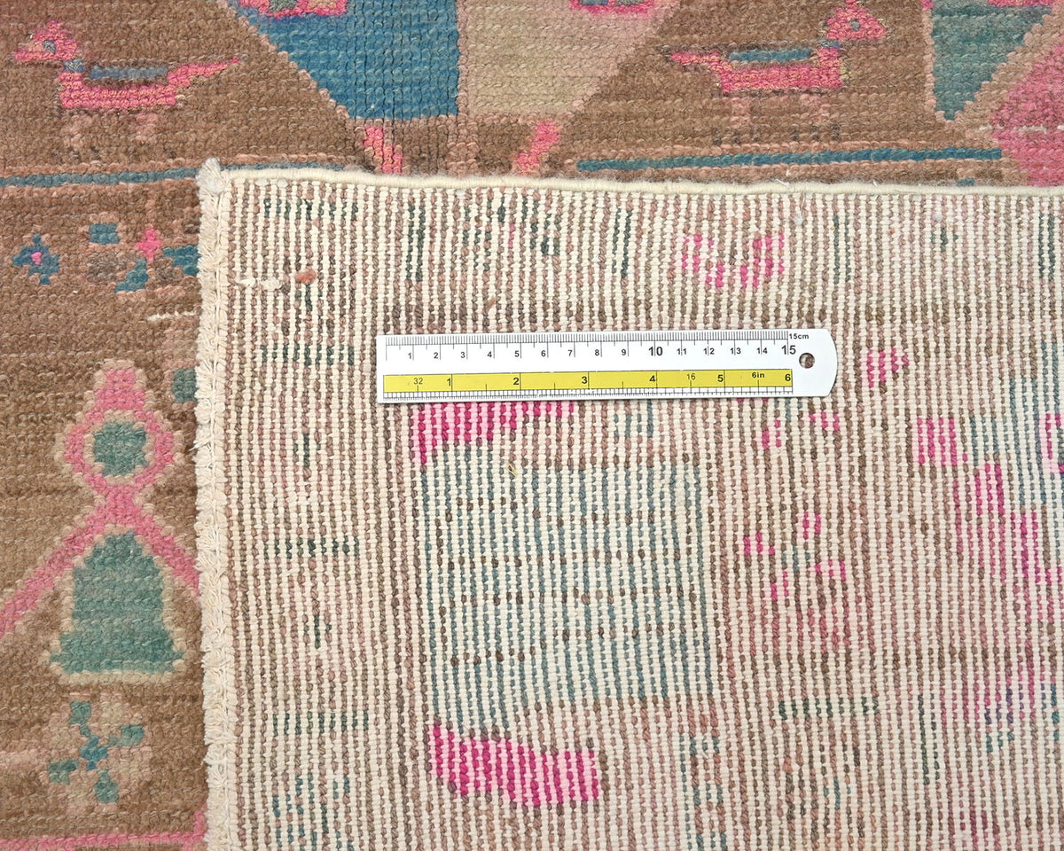 5x11 Vintage Brown Persian Style Hand Knotted Low Pile Wool Runner Rug