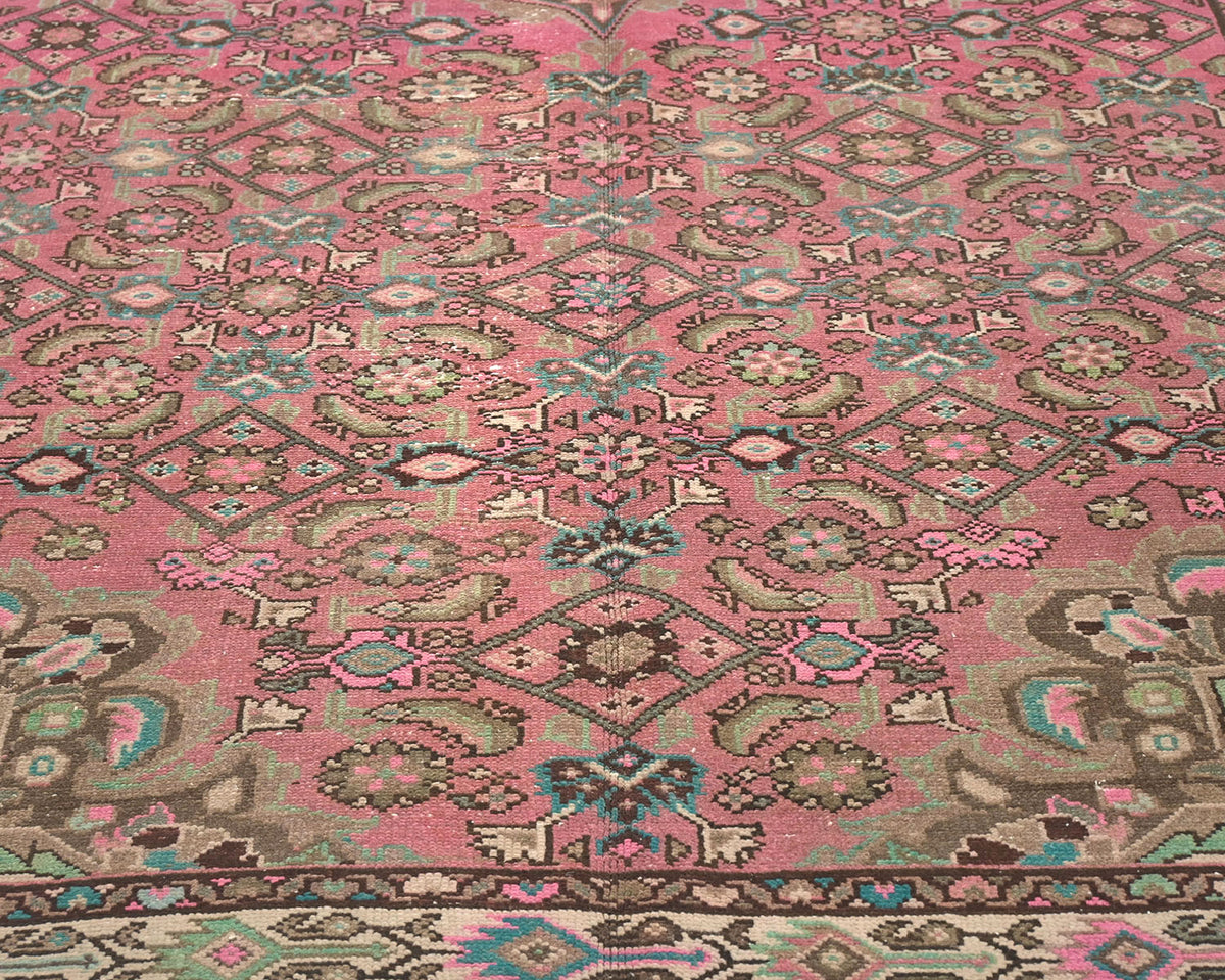 5x10 Vintage Pink Persian Style Hand Knotted Low Pile Wool Area Rug