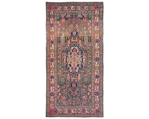 5x11 Vintage Gray Persian Style Hand Knotted Low Pile Wool Area Rug