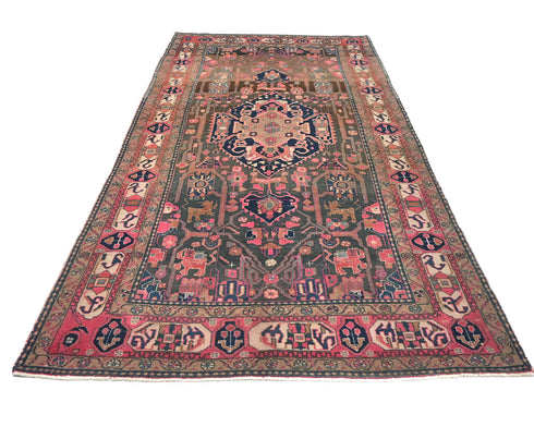 5x11 Vintage Gray Persian Style Hand Knotted Low Pile Wool Area Rug