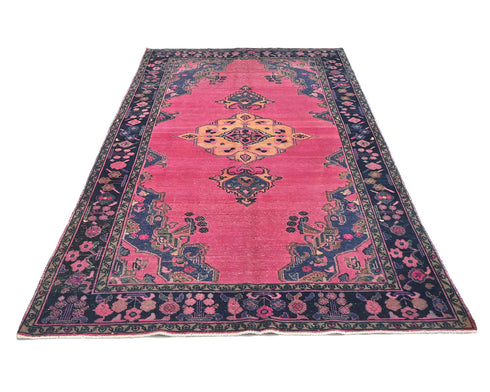 5x10 Vintage Pink Persian Style Hand Knotted Low Pile Wool Area Rug