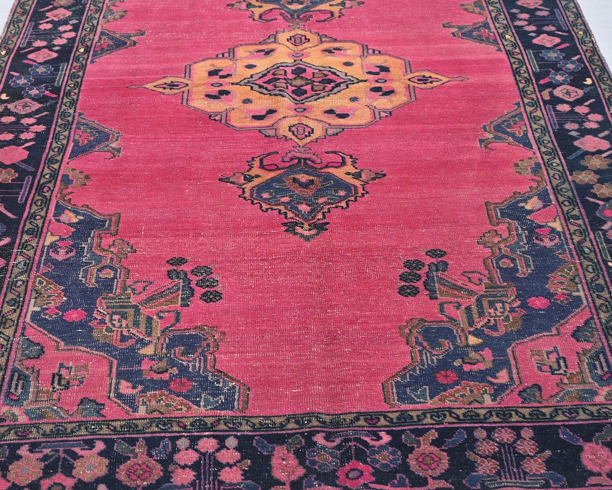 5x10 Vintage Pink Persian Style Hand Knotted Low Pile Wool Area Rug